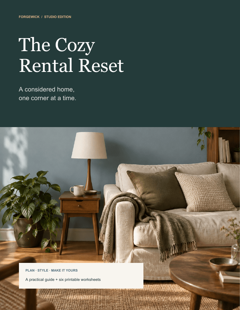 The actual cover of The Cozy Rental Reset, a Forgewick studio edition