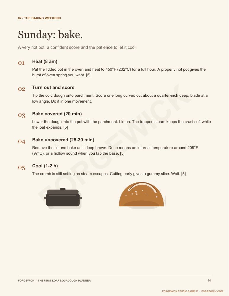 Page 14: Sunday bake, from heating the pot to cooling the loaf
